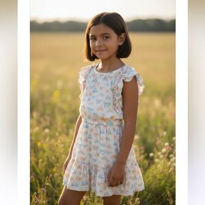 Crewcuts | Ruffle Tiered Dress in Butterfly Print | 6 years